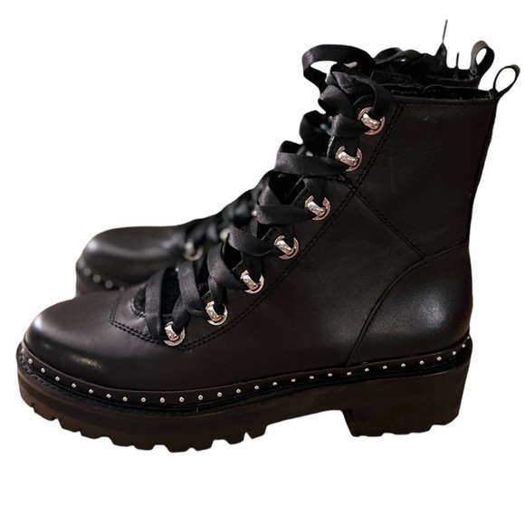 NWOB! Steve Madden Tweed Studded Lug Rubber Sole Platform Grunge Moto Leather - Picture 4 of 13